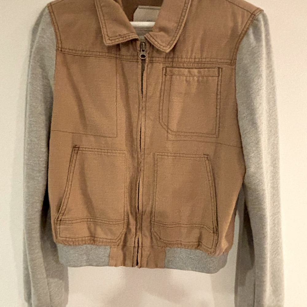 Anthropologie HEI comfy jacket tan & grey size Medium
